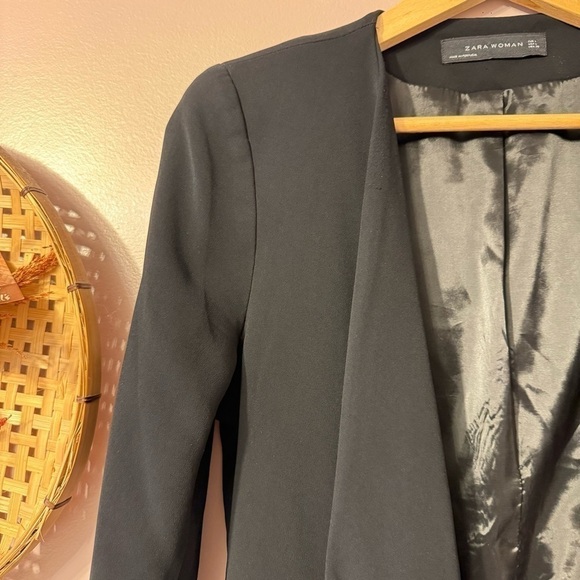 Zara Black Zipper Blazer Women Size L - Picture 5 of 11